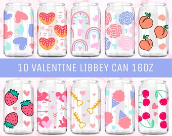 Valentinstag Glasdose SVG Bundle, Valentinstag Kaffeeglas Wrap SVG, lebendige Valentine 16oz Glasdose Wrap, Herz Libbey Dose Full Wrap