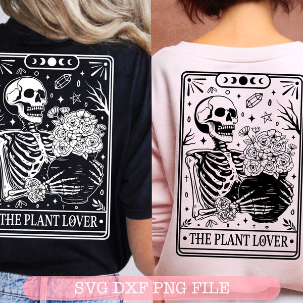 The Plant lover Tarot cards SVG, Tarot cards svg, Skeleton png, funny tarot cards svg, skull tarot svg, Spiritual png, Mystical, Sublimation