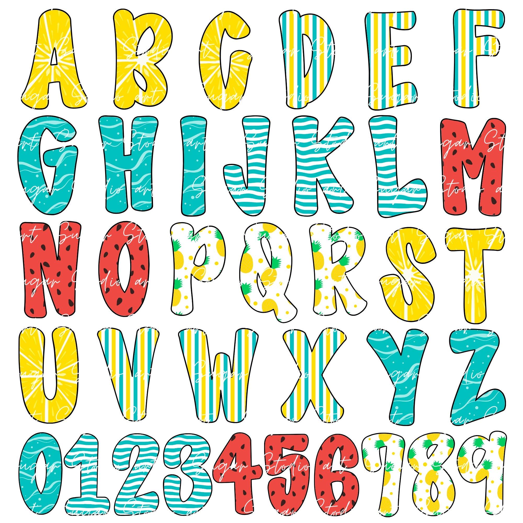 Summer Alphabet Letters PNG Bundle, Summer Clipart Png, Beach Doodle ...