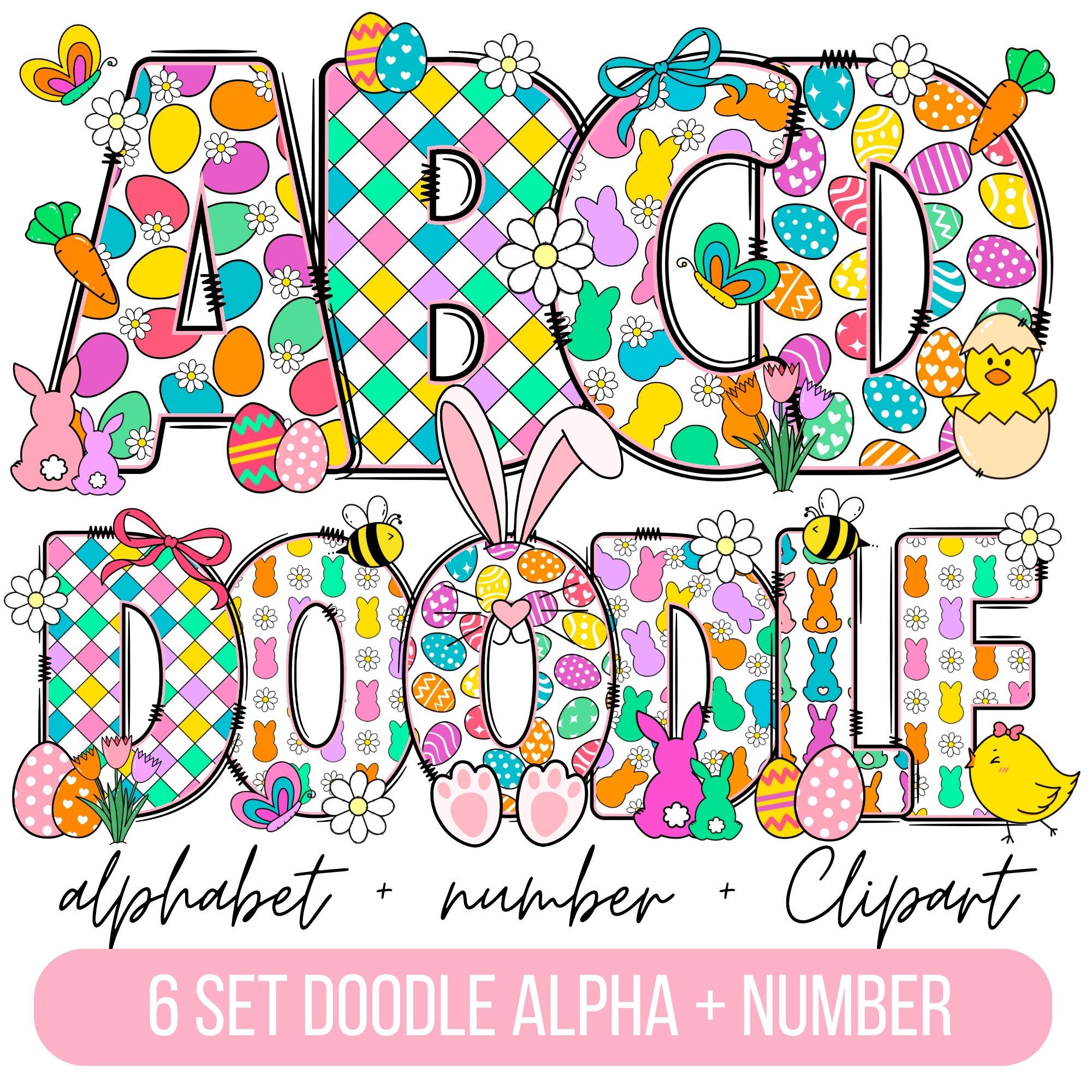 Easter Day Alphabet Letters PNG Bundle V3, Easter Clipart Png, Bunny ...