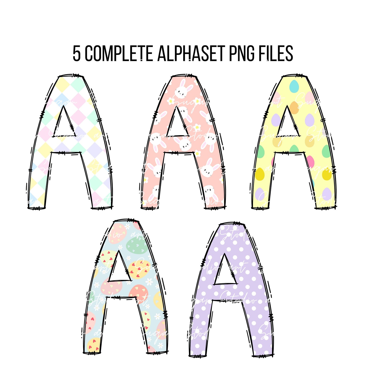 Easter Day Alphabet Letters PNG Bundle, Easter Clipart Png, Bunny ...