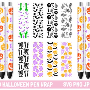 9 Halloween Pen Wrap Bundle, Pen Wraps svg, Halloween svg, Pumpkin svg, Spooky svg, Epoxy Pen Wraps, Pen Wrap Bundle,Ink Joy Pen Wrap, png