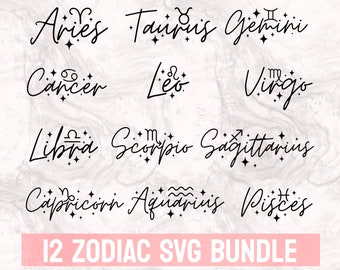 Zodiac Svg bundel, horoscoop Svg, astrologie tekenen SVG, Zodiac symbolen Svg, Gemini Svg, Aries Svg, Maagd Svg, Weegschaal Svg, Svg-bestanden voor Cricut