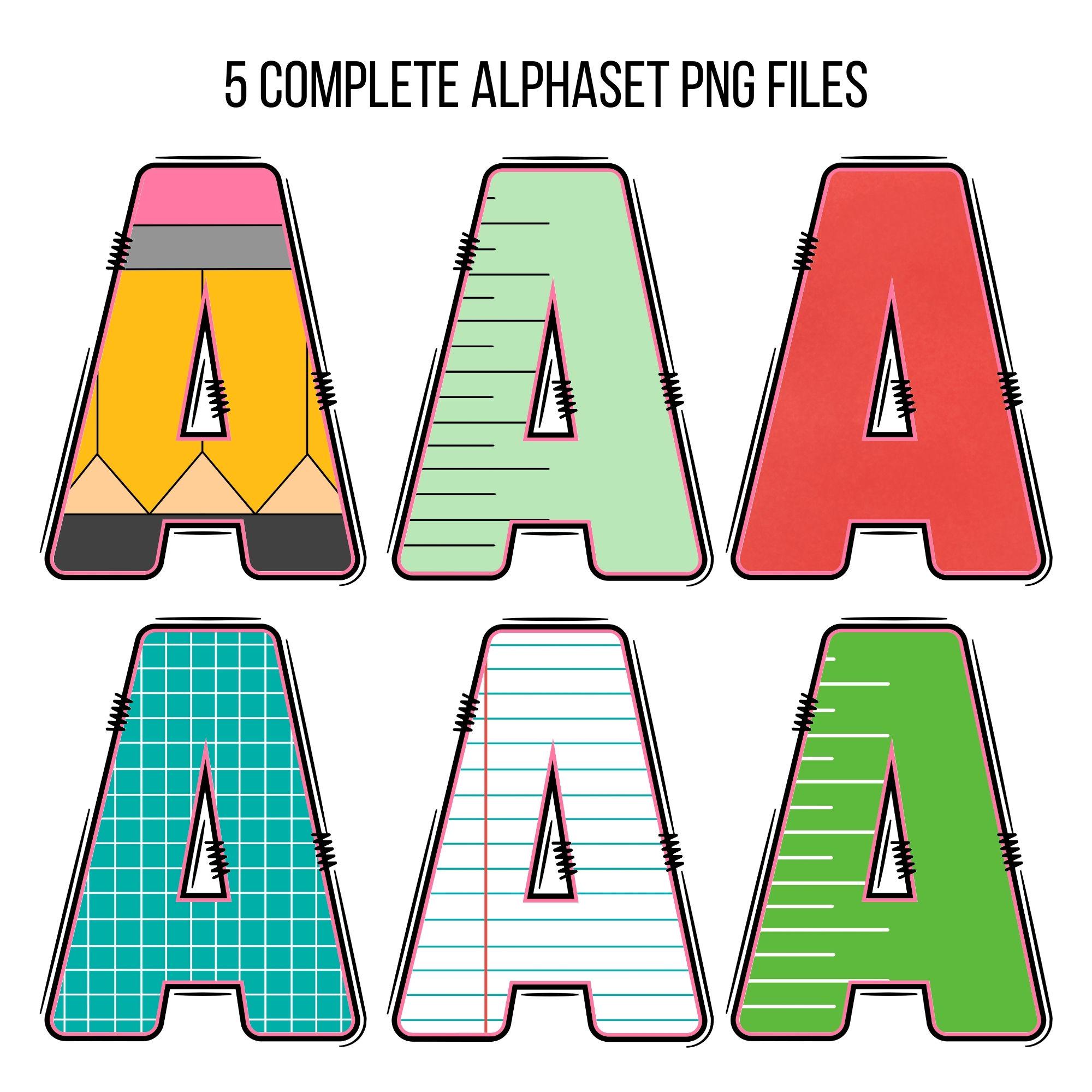 School Teacher Doodle Alphabet Bundle, Teacher PNG Letters, Numbers ...