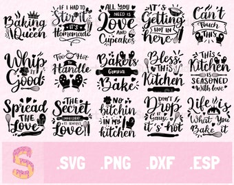 Funny Baking Quotes SVG Bundle, Kitchen Pot Holder Designs (Digital Download)