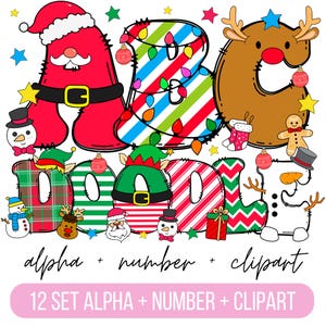 Christmas Alphabet PNG Christmas Letters Numbers Clipart Santa Alphabet PNG Christmas Font Merry Christmas Doodle Santa Font Clipart elf png