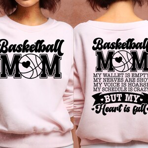 Basketbal moeder mijn portemonnee is leeg SVG, basketbal moeder SVG, basketbal vibes SVG, voorvak en achterkant SVG-bestanden voor cricut, digitale download