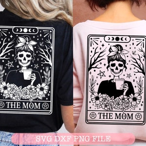 Les cartes de tarot de maman SVG, svg de cartes de tarot, squelette png, svg de cartes de tarot drôle, tête de mort tarot svg, png spirituel, svg mystique, svg de la fête des mères