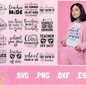 Paquete SVG de maestro de verano, Fin de la escuela Svg, archivo SVG de paquete de maestro para Cricut, paquete SVG de camisa de maestro, descarga digital de maestro popular