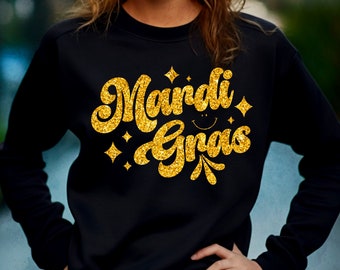 Mardi Gras Retro Faux Sequin Shirt Png,Fleur De Lis Tee Png,NOLA Tee Png, Mardi Gras Carnival Png, Fat Tuesday Png, New Orleans Shirt Png