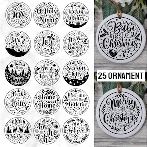 Enfeites de Natal redondos SVG, Citação de Feliz Natal 2023 SVG, Sinal de círculo de Natal SVG, Bauble de Natal Svg, Árvore de Natal Svg, Cricut