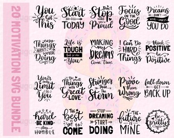 Motivational quote svg bundle, hand lettered svg, inspirational svg, positive quote svg, motivation svg, saying svg, svg for shirt, cut File