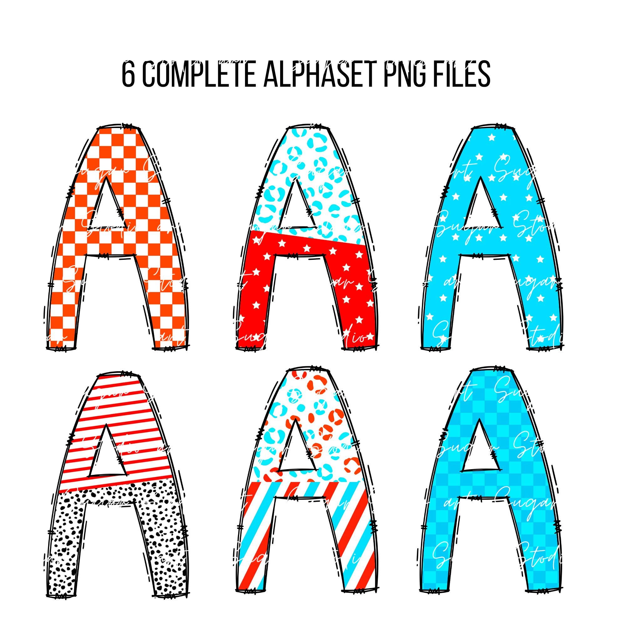 4th of July Alphabet Set PNG, Patriotic, American Flag Doodle Letters ...