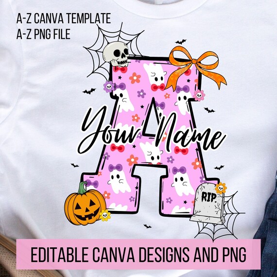 Monograma espeluznante de Halloween editable con letras doodle