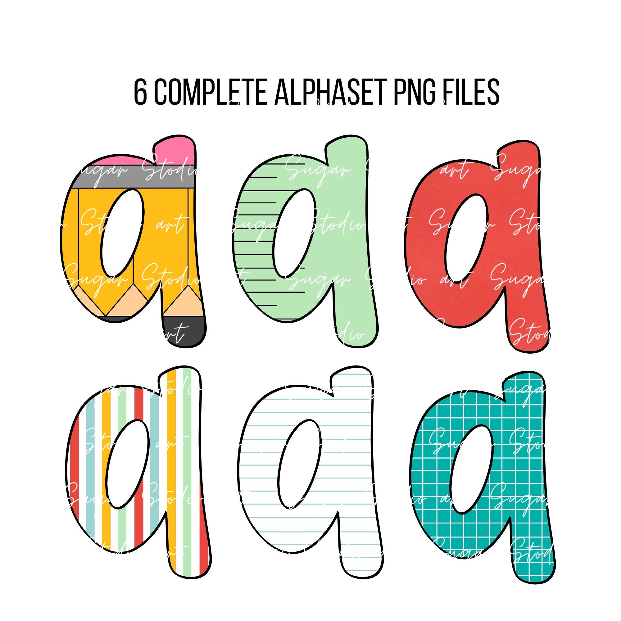 Preppy School Teacher Doodle Alphabet Bundle, Teacher PNG Letters ...