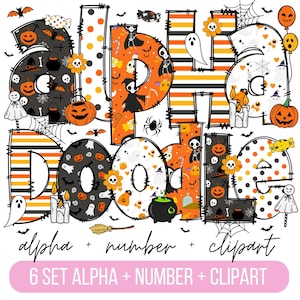 Halloween Doodle letters PNG Files, Halloween letters png, Doodle Alpha Bundle, Halloween Clipart Alphabet Doodle Set PNG, spooky png, witch