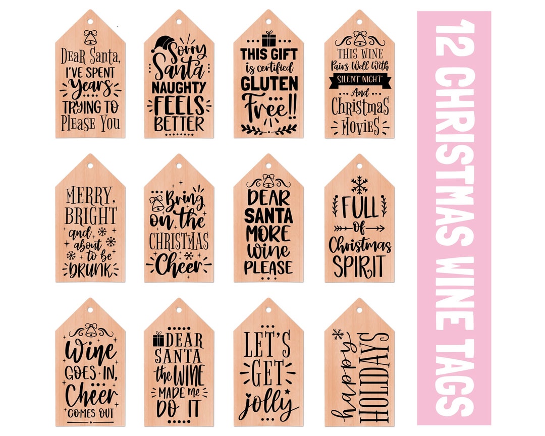 Christmas Wine Svg Funny Wine Gift Tags Christmas Gift Tags Etsy