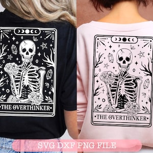 Las cartas del Tarot Overthinker SVG, Cartas del Tarot svg, Esqueleto png, cartas de tarot divertidas svg, tarot calavera svg, png espiritual, Místico, Sublimación