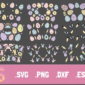9 Emballage de tasse du jour de Pâques Svg Bundle, œufs de Pâques, Bunny SVG, Rabbit SVG, full Wrap Venti Cold Cup 24 Oz Cricut File svg png, Cut File
