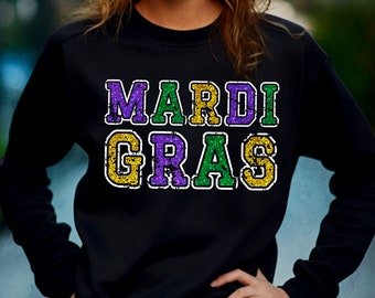 Mardi Gras Retro Faux Sequin Shirt Png,Fleur De Lis Tee Png,NOLA Tee Png, Mardi Gras Carnival Png, Fat Tuesday Png, New Orleans Shirt Png