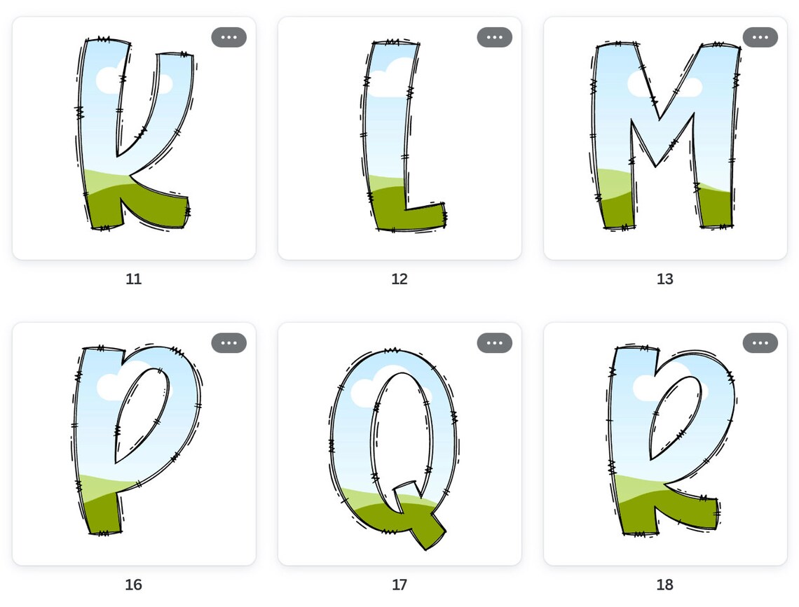 Fill Your Own Doodle Letters on CANVA, Drag and Drop Alphaset Alphabet ...