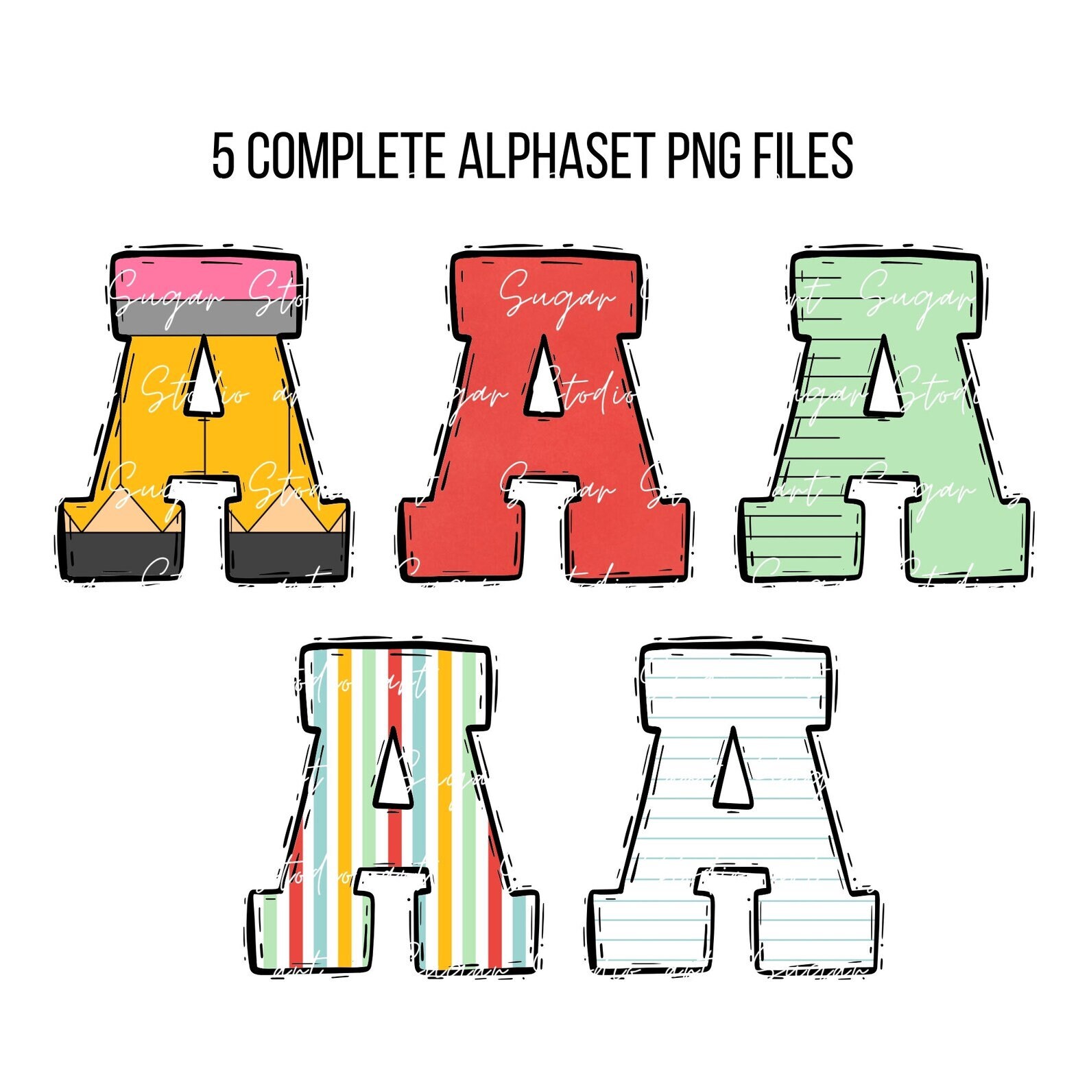 Pack4 School Teacher Doodle Alphabet Bundle, Teacher PNG Letters ...