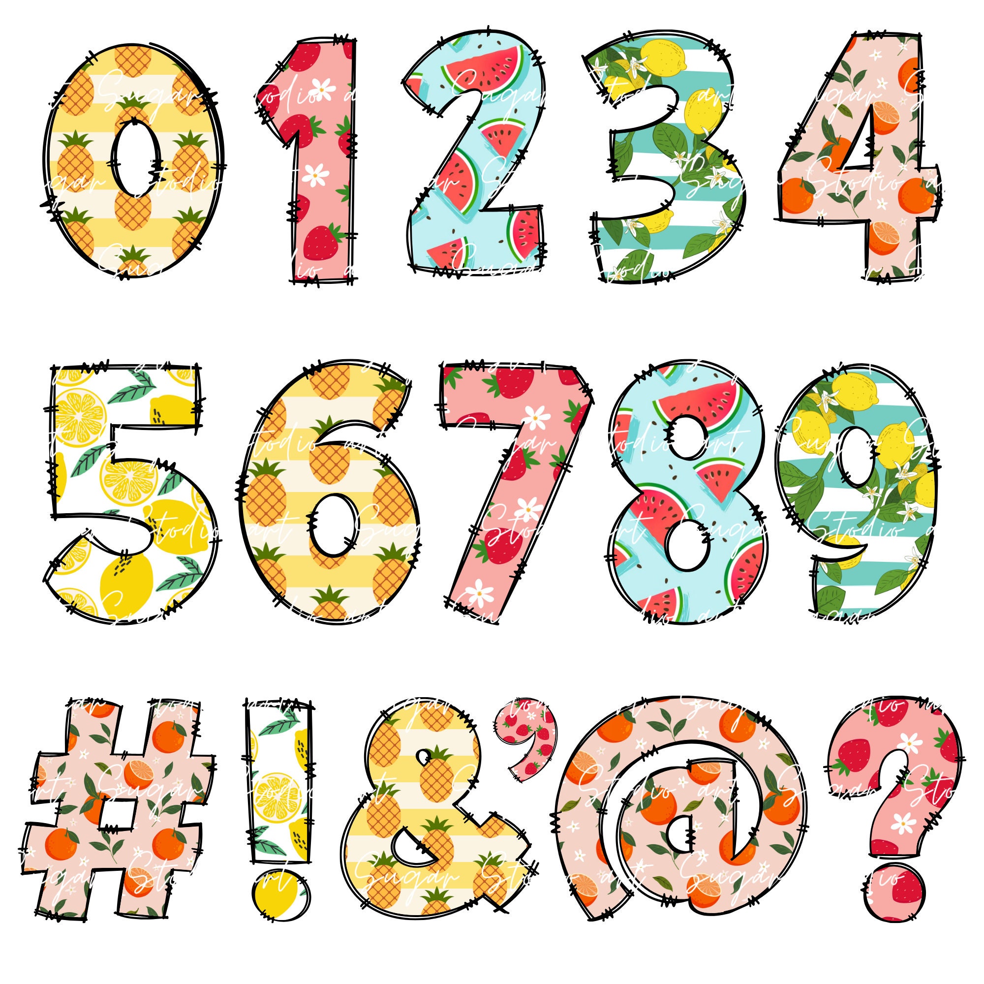 Summer Alphabet Letters PNG Bundle, Summer Clipart Png, Fruit Doodle ...