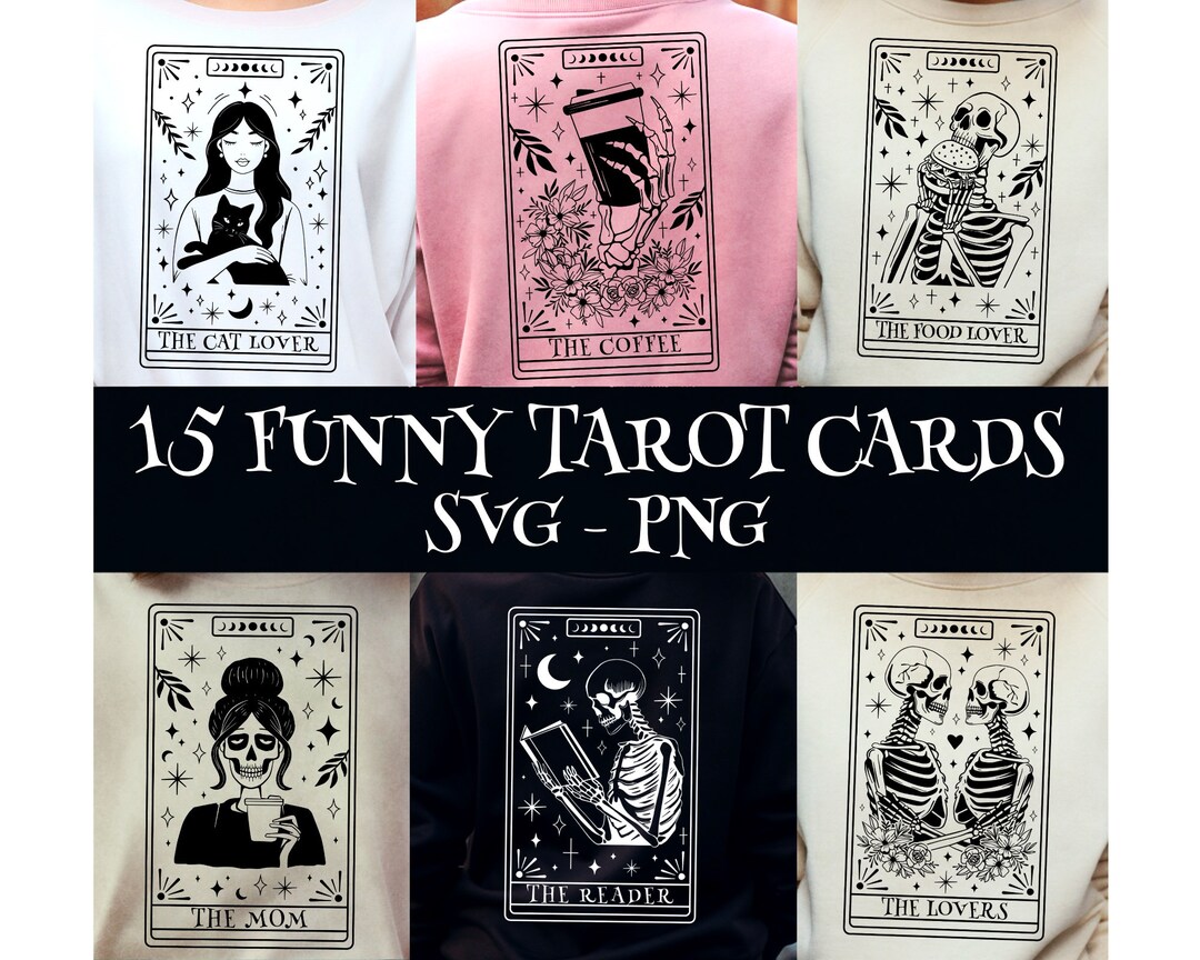 Funny Tarot Cards Bundle SVG, Tarot Cards Svg, Skeleton Png, Funny ...