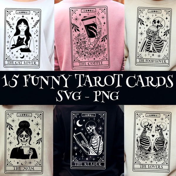 Funny Tarot cards Bundle SVG, Tarot cards svg, Skeleton png, funny tarot cards svg, skull tarot svg, Spiritual png, Mystical,Sublimation PNG