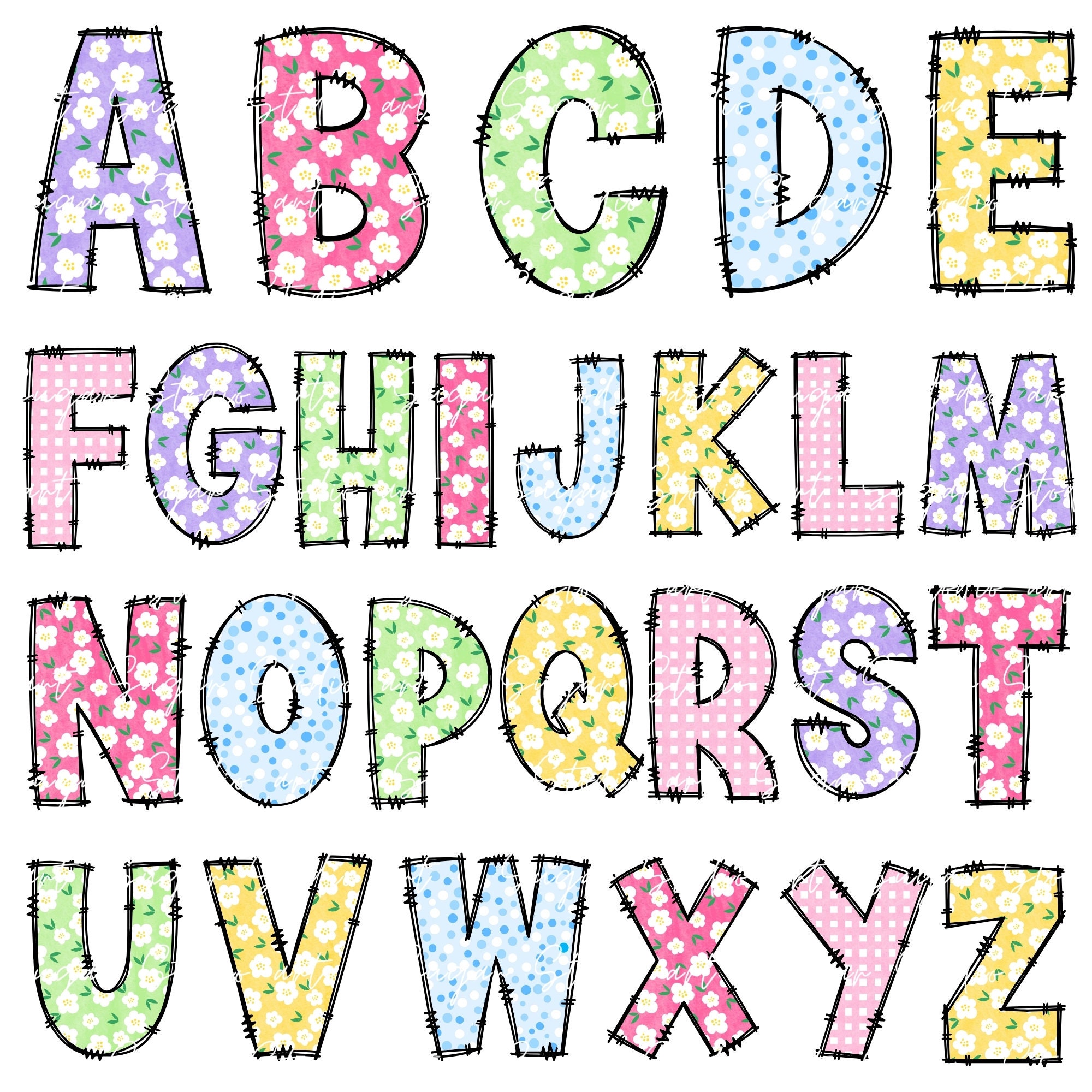 Spring Floral Alphabet Letters PNG Bundle, Spring Clipart Png, Spring ...