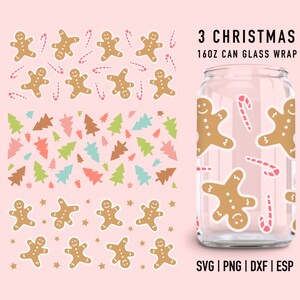 Weihnachten Glas Dose wickeln, Lebkuchen Dose Glas wickeln, Lebkuchen Dose Glas wickeln, Lebkuchen Dose Glas wickeln, für 16 Unzen Libbey Glasbecher