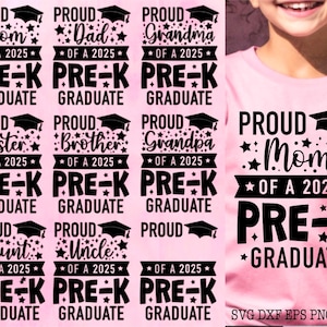 Pre-k Graduation svg Bundle, stolze Familie eines 2025 Graduate svg, Pre-k Graduate Mom Png, letzter Schultag Png, Prek Grad Digital Cricut
