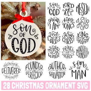 Enfeite de Natal com letras à mão SVG, Ornamento de Nomes de Cristo, Enfeite de Natal, Enfeite de Madeira, Árvore de Natal, Enfeite de Cristo, cricut