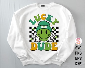 Lucky Dude Svg Png, Boy St Patricks Svg, Retro St Patricks Day, Shamrock Svg, St Patricks Day Svg, St Pattys Day Svg, Sublimation designs