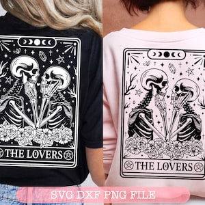 Las cartas del Tarot de los Amantes SVG, Cartas del Tarot svg, Esqueleto png, cartas de tarot divertidas svg, tarot calavera svg, png espiritual, Místico, Sublimación png