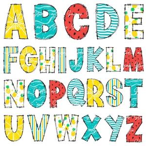Summer Alphabet Letters PNG Bundle, Summer Clipart Png, Beach Doodle ...