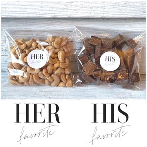 30 His and Her Wedding Favor Favorite Sticker Favors | Reception Treat Bags