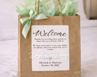 Wedding Welcome Bag Sticker Tag Favor - Bulk Hotel Welcome Guest Thank you Gift