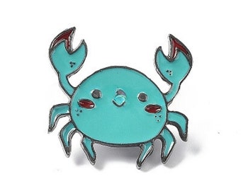 Cute Blue Crab Enamel Pin, Ocean-Inspired Lapel Pin Badge, Trendy Nautical Accessory, Unique Sea Creature Brooch, Gift for Crab Lovers