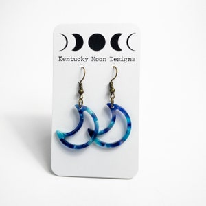 Boho Statement Earrings Pacific Storm Crescent Moon Earrings Lightweight Earrings Hypoallergenic Earrings Bohemian Earrings