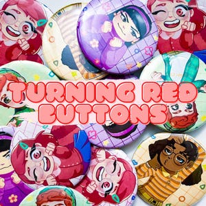 Turning Red Inspired Buttons (Full Set) | Disney Pixar Inspired Gift Handmade