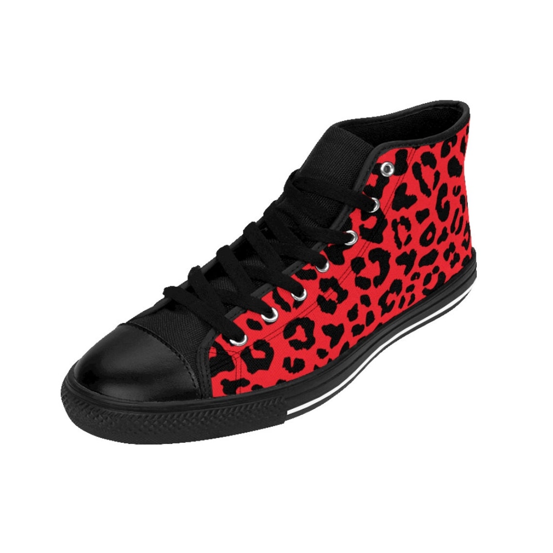 Women's Hightop Sneakers trendy red leopard like animal Etsy