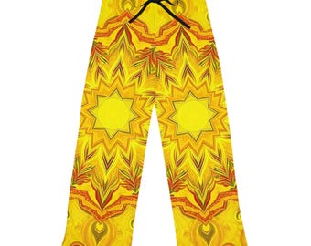 Pantalones de pijama vibrantes para mujer, ropa de estar por casa acogedora, pantalones de dormir bohemios, regalo único, relajación en vacaciones
