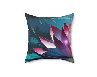 Serene Lotus Decorative Pillow, Floral Pillow for Meditation, Zen Decor, Yoga Gift, Relaxing Home Accessory