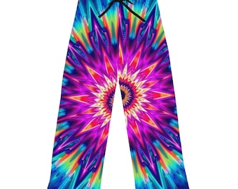 Pantalones de pijama tie-dye vibrantes para mujer, ropa cómoda para estar en casa, relajación, ropa de dormir, moda para festivales, regalos únicos