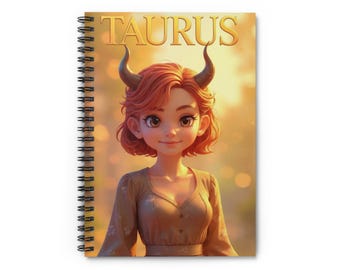 Stier spiraal notitieboek, schattig dierenriemdagboek voor liefhebbers van horoscoop, astrologiecadeau, aantekeningen maken met regel, gepersonaliseerd briefpapier