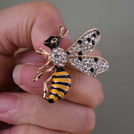 Vintage Bejeweled Wasp Brooch - Gem