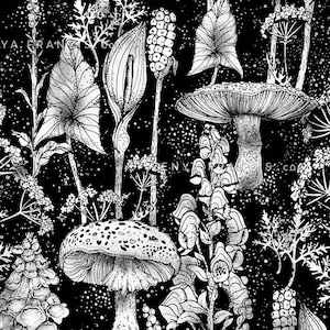 Gothic fabric Poisonous Silver plants and fungi