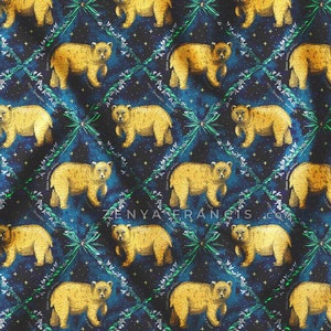 Сharity fabric Bear and Orchid, home decor, dressmaking cotton, velvet, linen or silk look