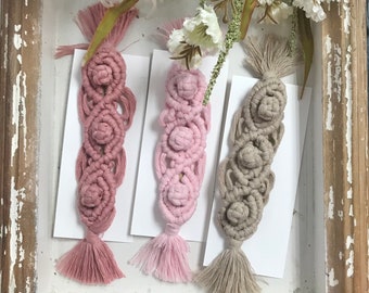 Macrame Bobble Headband • Boho Flower Hair Accessory
